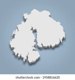 3d isometric map of Mount Desert is an island in Maine, isolated vector illustration