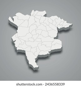 3d isometric map of M'Sila is a region of Algeria, vector illustration