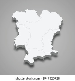 3d isometric map of Mtskheta-Mtianeti is a region of Georgia, vector illustration