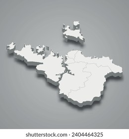 3d isometric map of Mwanza is a region of Tanzania, vector illustration
