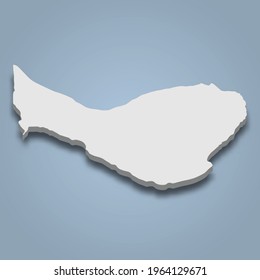 3d isometric map of Neill Island is an island in India, isolated vector illustration