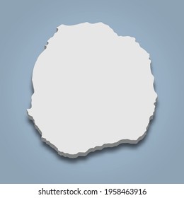 3d isometric map of Nevis is an island in Caribbean, isolated vector illustration