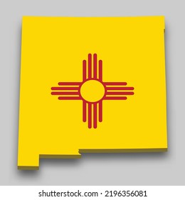 3d isometric Map of New Mexico is a state of United States with national flag