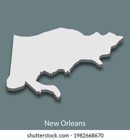 3d isometric map of New Orleans is a city of United States, vector illustration