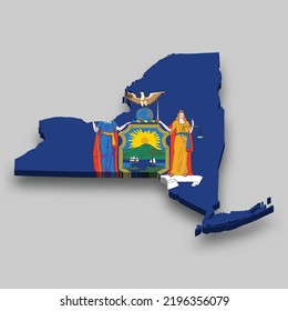 3d isometometrische Karte von New York ist ein Staat mit US-Flagge mit nationaler Flagge