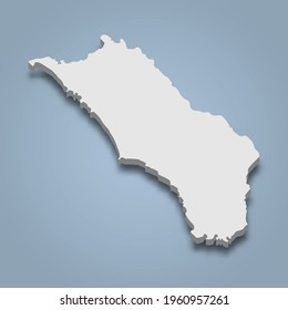 3d isometric map of Nias is an island in Indonesia, isolated vector illustration
