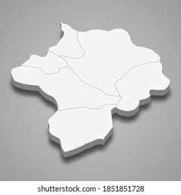 Mapa isométrico 3d de Nigde es una provincia de Turquía, ilustración vectorial