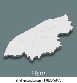3d isometrische Karte von Niigata ist eine Stadt in Japan, Vektorgrafik