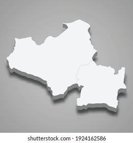 Mapa isométrico 3d de la Provincia Central Norte de Sri Lanka, ilustración vectorial
