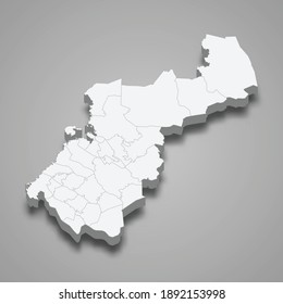 3d isometric map of North Ostrobothnia is a region of Finland, vector illustration