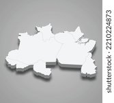 3d isometric map North Region of Brazil, isolated with shadow