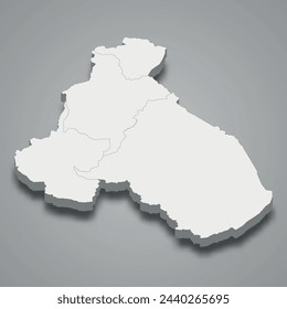 3d isometric map of North is a region of Cameroon, vector illustration