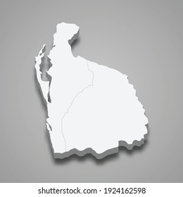 3d isometric map of North Western Province of Sri Lanka, vector illustration