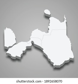 Mapa isométrico 3d del norte de Mindanao es una región de Filipinas, ilustración vectorial