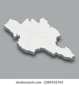 3d isometric map Northwest Region of Vietnam, isolated with shadow