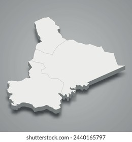 3d isometric map of N'Zi is region of Ivory Coast, vector illustration