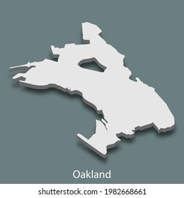 3d isometric map of Oakland is a city of United States, vector illustration