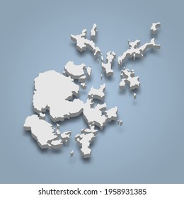 3d isometric map of Orkney Islands is an archipelago in Scotland, isolated vector illustration