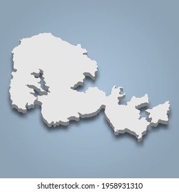 3d isometric map of Orkney Mainland is an island in Scotland, isolated vector illustration