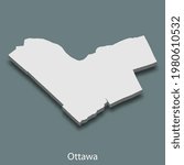 3d isometric map of Ottawa is a city of Canada, vector illustration