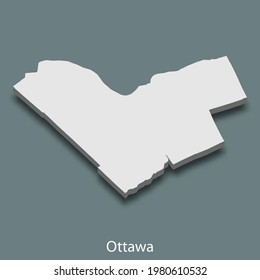 3d isometric map of Ottawa is a city of Canada, vector illustration