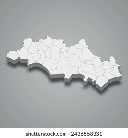 3d isometric map of Oum El Bouaghi is a region of Algeria, vector illustration