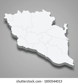 3d isometric map of Pahang is a state of Malaysia, vector illustration