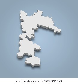 3d isometric map of Patmos is an island in Dodecanese archipelago, Greece, isolated vector illustration