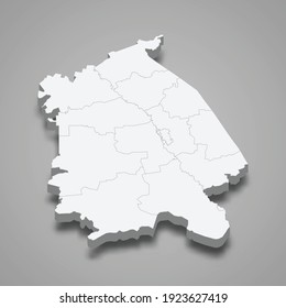 3d isometric map of Pavlodar oblast is a region of Kazakhstan, vector illustration