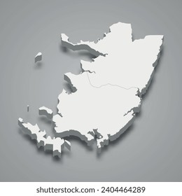 3d isometric map of Pemba South is a region of Tanzania, vector illustration