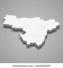 3d isometric map of Pichincha is a province of Ecuador isolated with shadow 