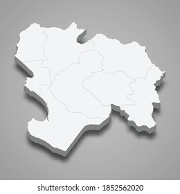 3d isometric map of Piura is a region of Peru, vector illustration