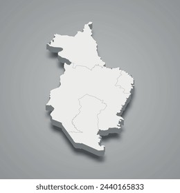 Mapa isométrico 3d de Poro es la región de Costa de Marfil, ilustración vectorial