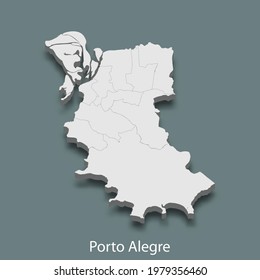 3d isometric map of Porto Alegre is a city of Brazil , vector illustration