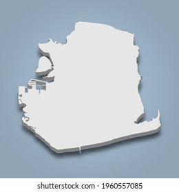 3d isometric map of Portsea Island is an island in United Kingdom, isolated vector illustration