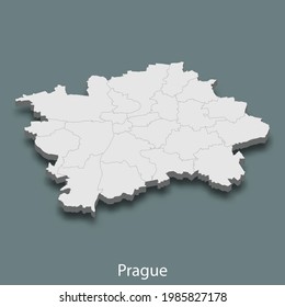 3d isometric map of Prague is a city of Czech Republic , vector illustration