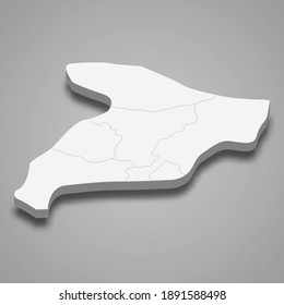3d isometric map of  is a province of Iran, vector illustration