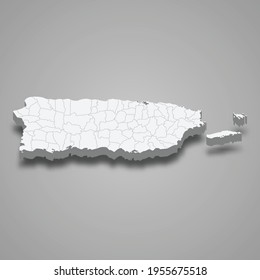 3d isometric map of Puerto Rico, isolated with shadow vector illustration