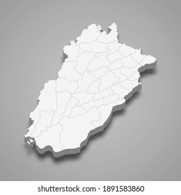 3d Isometric Map Of Punjab Is A Province Of Pakistan, Vector Illustration