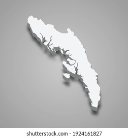3d isometric map of Rakhine is a Region of Myanmar, vector illustration