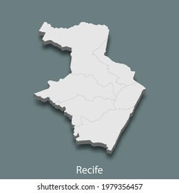 3d isometric map of Recife is a city of Brazil , vector illustration