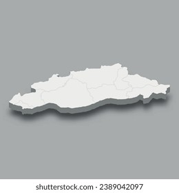 3d isometric map  Region of Turkey, isolated with shadow