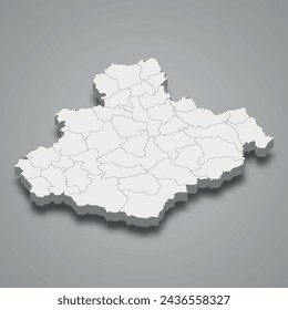 3d isometric map of Relizane is a region of Algeria, vector illustration