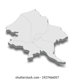 3d isometric map of Riga City is a Capital of Latvia, vector illustration