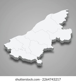 3d isometric map of Ruse is a province of Bulgaria isolated with shadow 