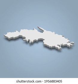 3d isometric map of Saint Thomas is an island in United States Virgin Islands, isolaated vector illustration