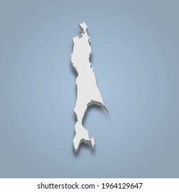 3d isometric map of Sakhalin is an island in Russia, isolated vector illustration