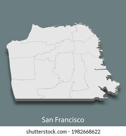 3d isometric map of San Francisco is a city of United States, vector illustration