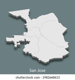 3d isometric map of San Jose is a city of United States, vector illustration