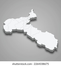 3d isometric map of San Jose is a province of Costa Rica isolated with shadow 